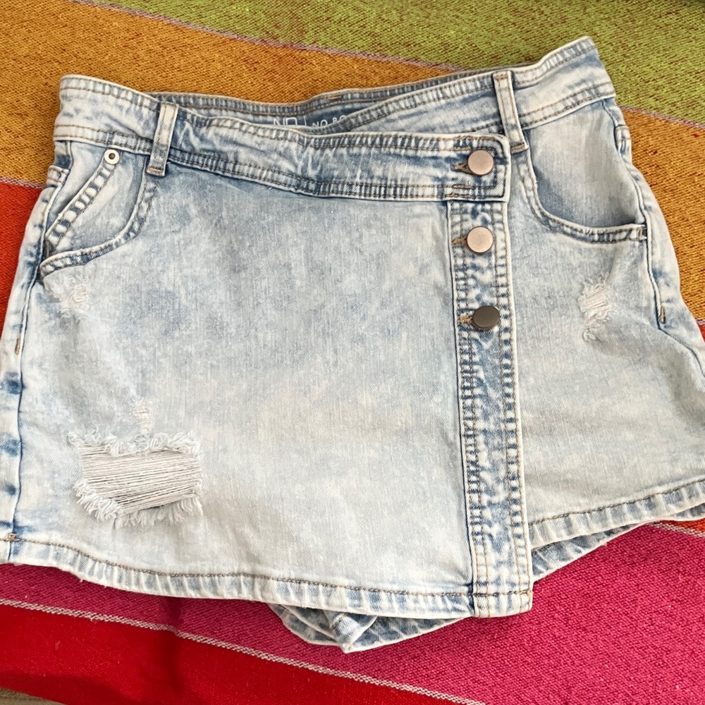 Stonewashed Light Blue Denim Skort